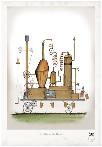 Malt Whisky - whimsical scottish fine whisky fun print by Tony Fernandes